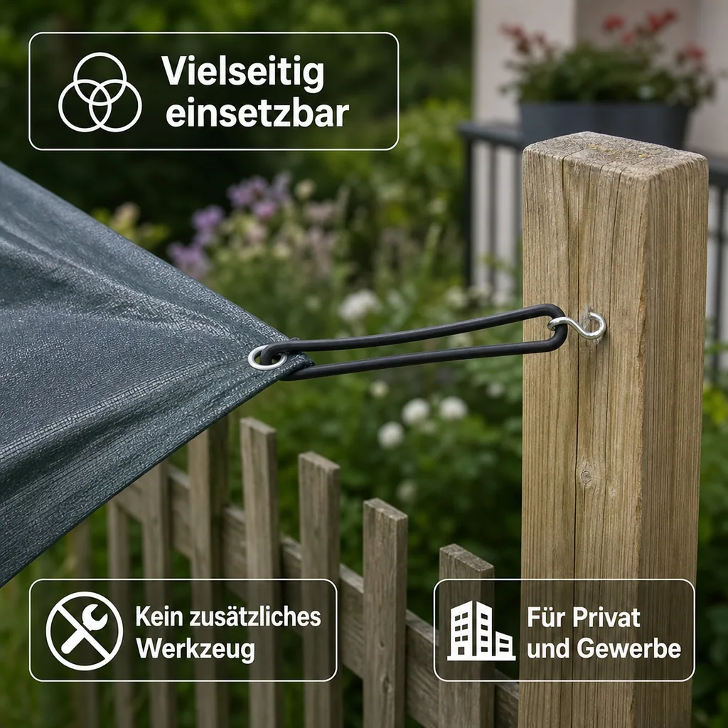 Spanngummis mit Haken, Planenspanner oval, 25cm, EPDM Gummiband