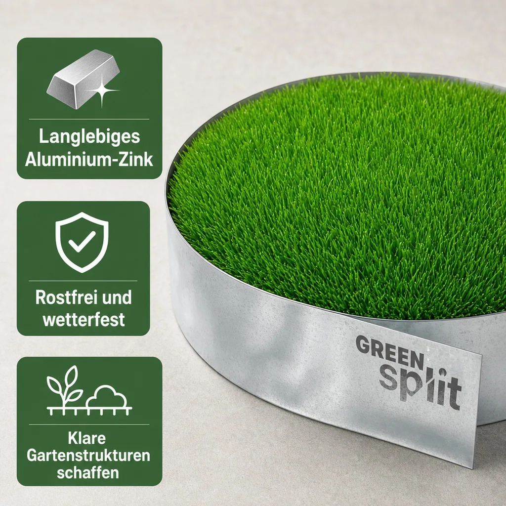 Rasenkantenband Metall Alu/Zink (Länge 10m 15m / Höhe 15cm 20cm 25cm) | Rasenkanten | Beeteinfassung | Beetumrandung | Beetbegrenzungen, Länge-GS: 10 m; Breite: 15 cm