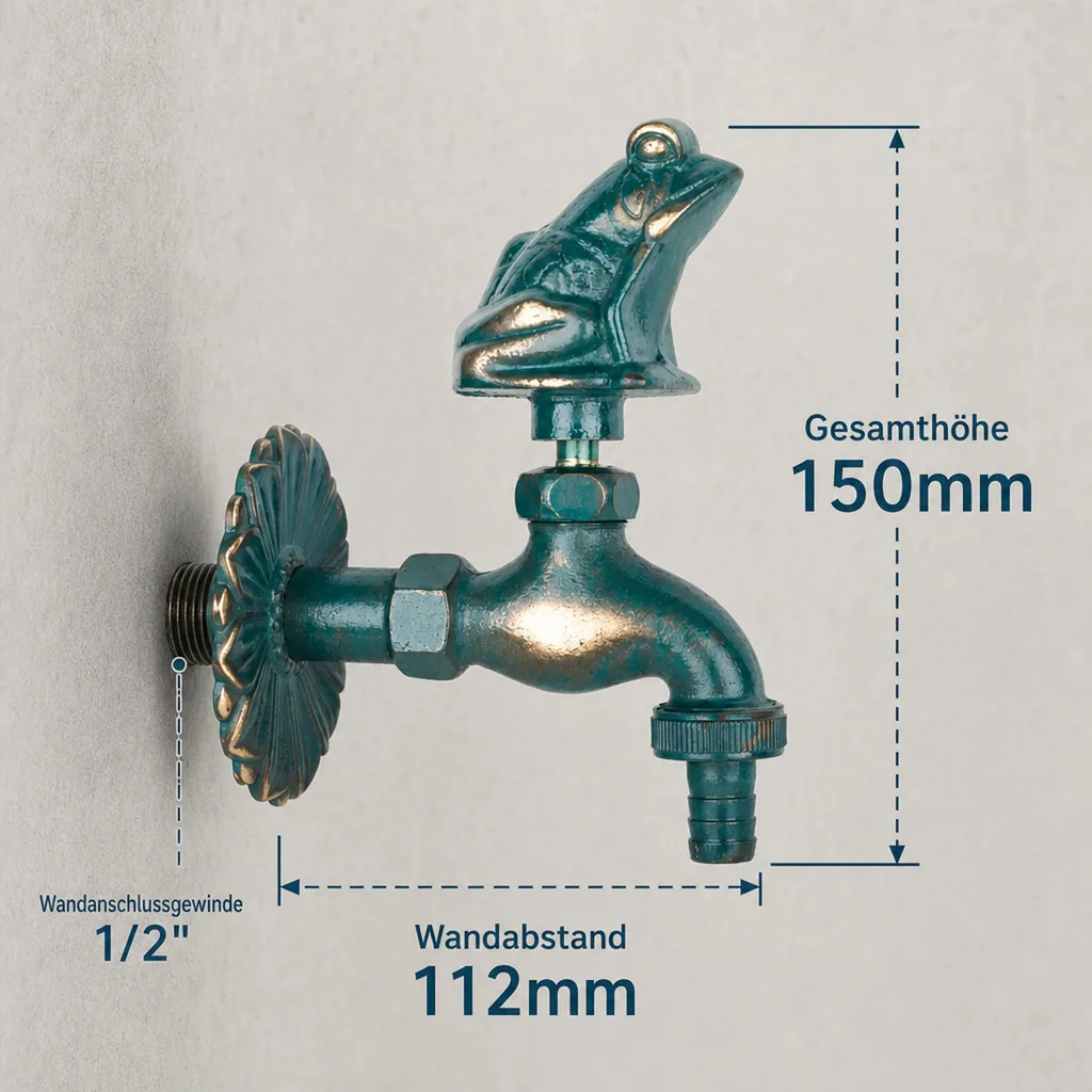 Auslaufventil Garten, Nostalgie Frosch, Wasserhahn 1/2 Zoll