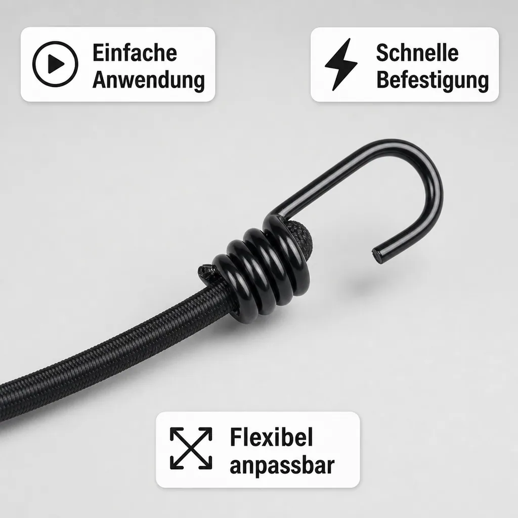Expanderseil mit Haken, 10mm x 80cm, Gepäckspanner