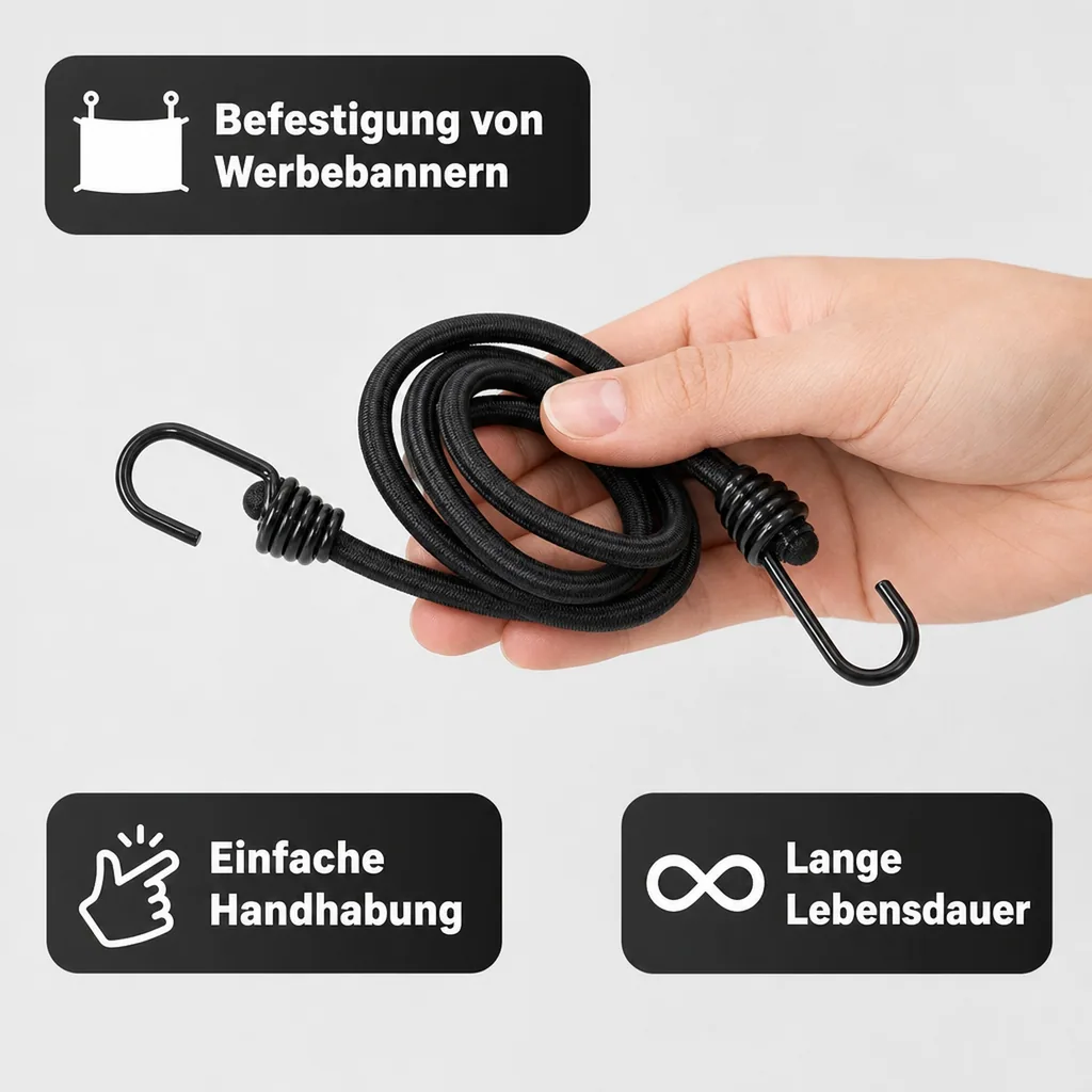 Expanderseil 8mm mit Haken, Gepäckspanner 60cm