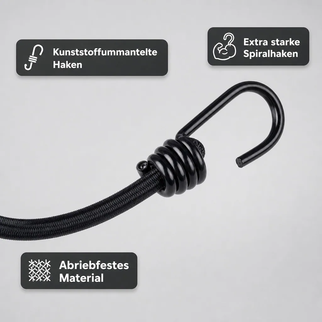 Expanderseil 8mm mit Haken, Gepäckspanner 60cm