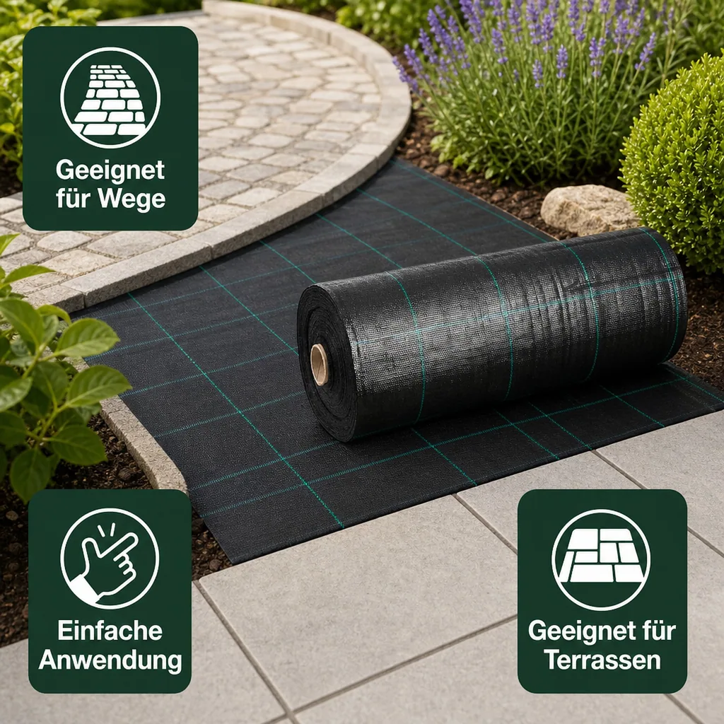 Unkrautvlies, Bodengewebe 1,5x30m, 100g/m², Gartenvlies, Mulchvlies, Beetvlies