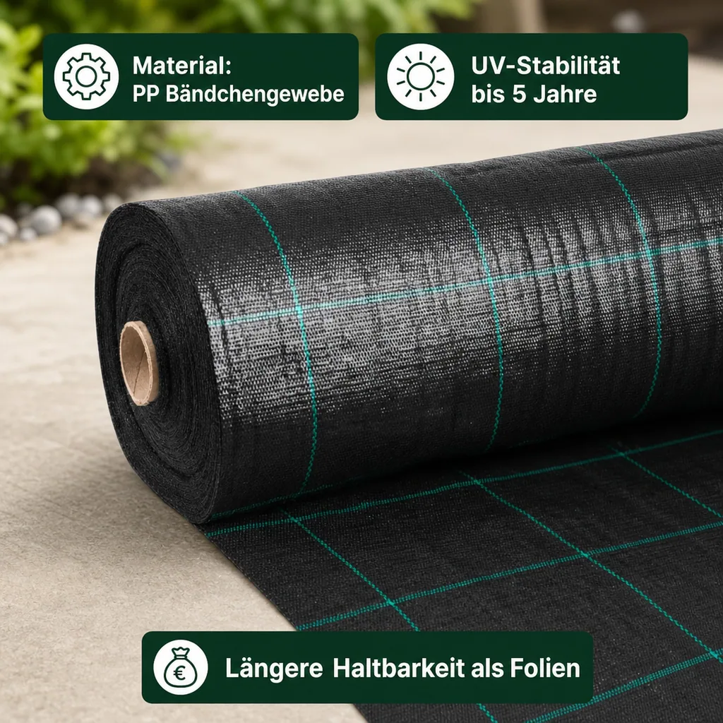 Unkrautvlies, Bodengewebe, Abdeckvlies 1,5x5m, 100g/m²