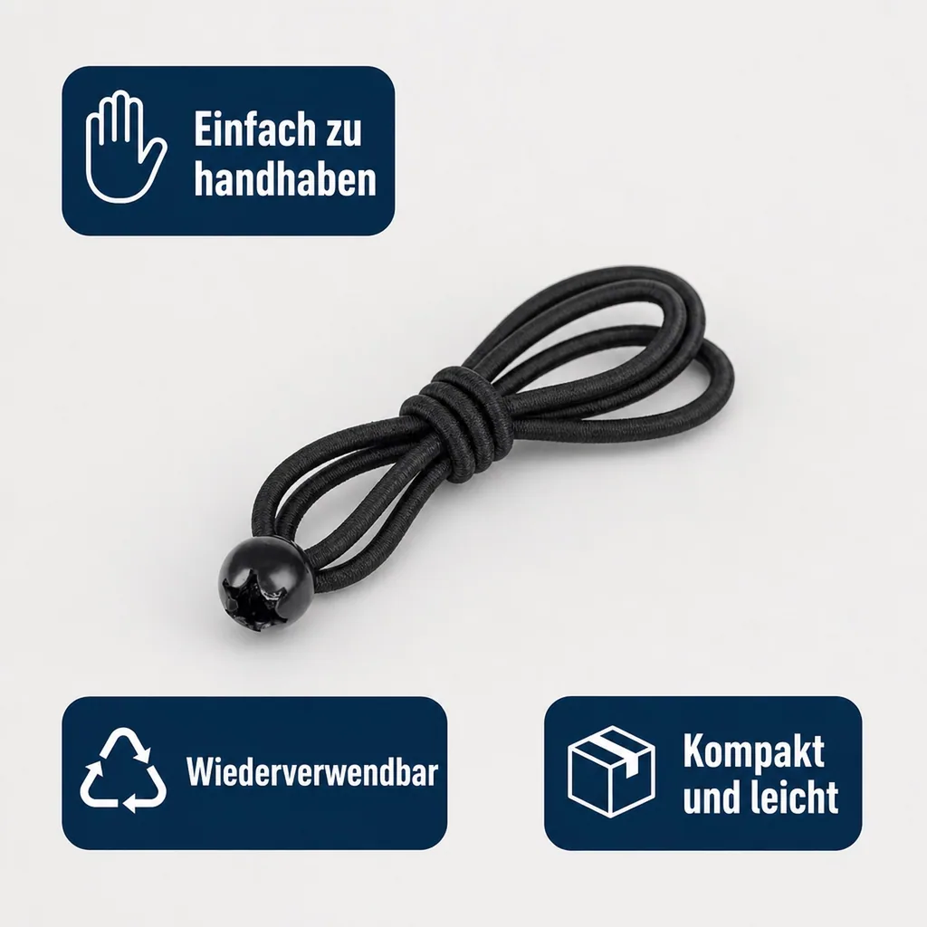 Expanderschlinge mit Kugel, Planenspanner 6mm, schwarz, 25cm