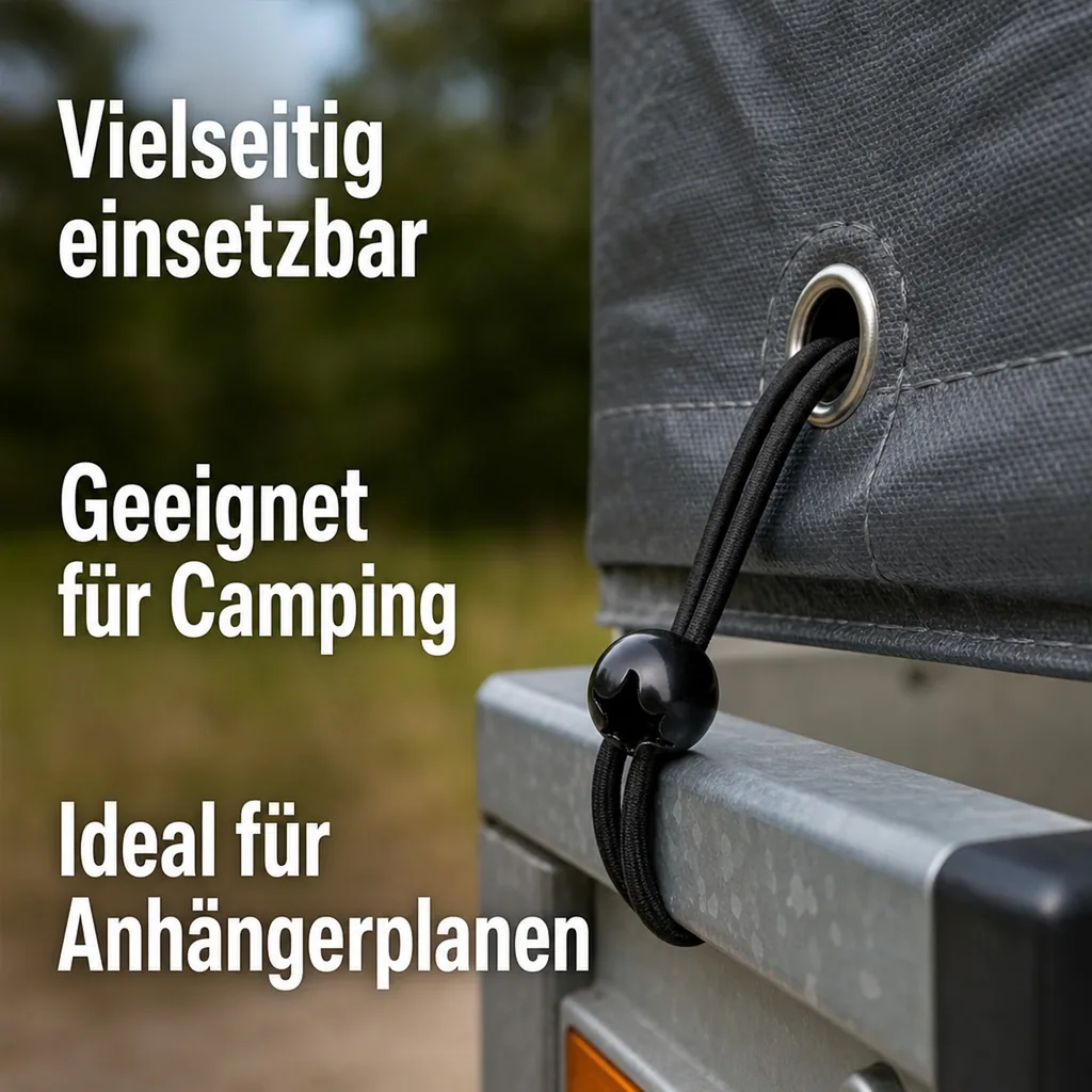 Expanderschlinge mit Kugel, Planenspanner 6mm, schwarz, 25cm