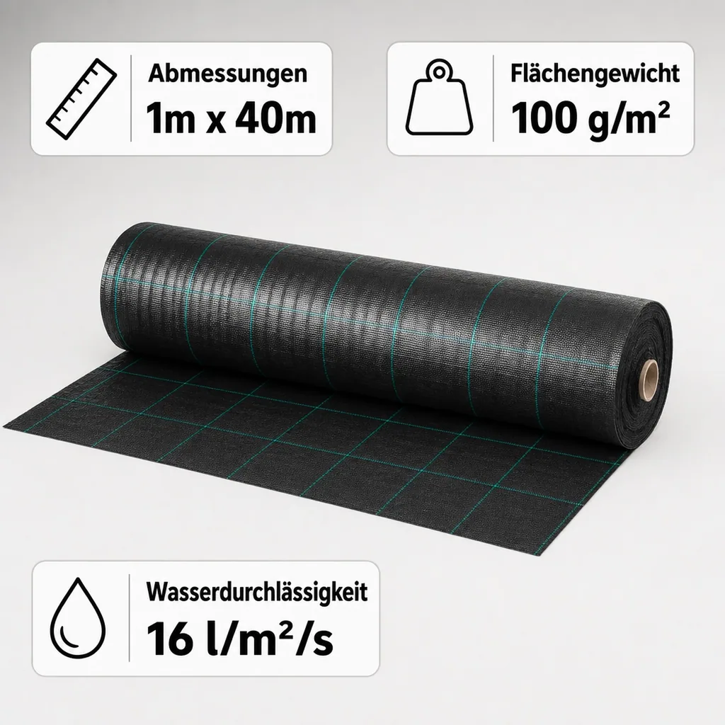 Bodengewebe, Abdeckvlies 1m x 40m, 100g/m², Unkrautvlies
