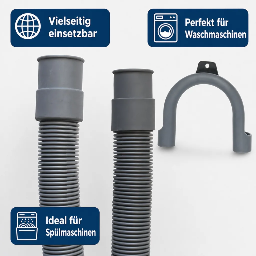 Ablaufschlauch Waschmaschine, Spülmaschine, 3/4 Zoll, 2m
