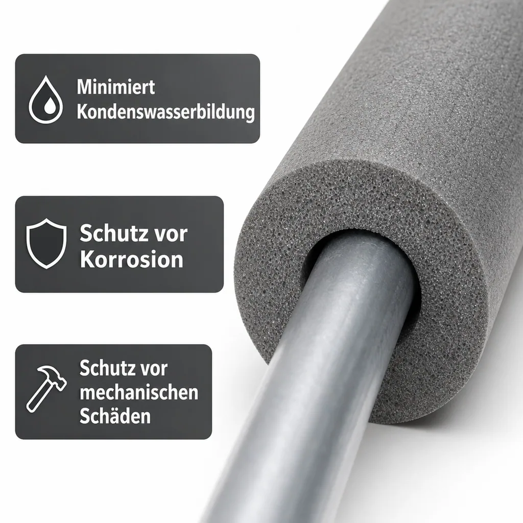Rohrisolierung 35 mm, Isolierschlauch, 9 mm, grau, 1 m