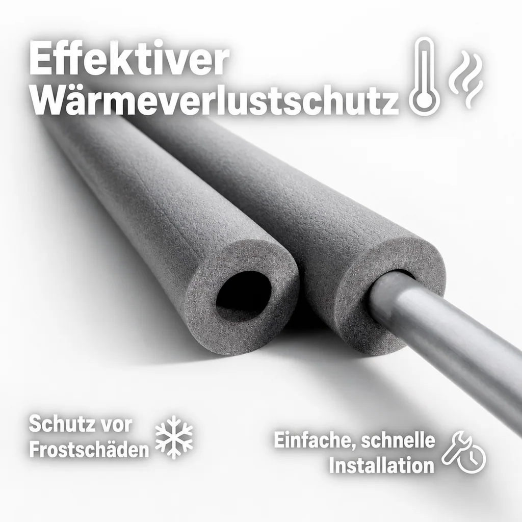 Rohrisolierung 35 mm, Isolierschlauch, 9 mm, grau, 1 m