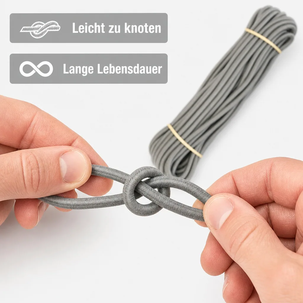 Expanderseil 8mm, grau, 20m, Gummiseil, elastisches Seil, UV-beständig