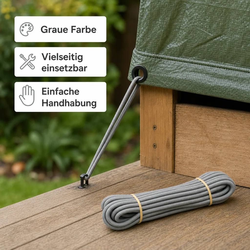 Expanderseil 8mm, grau, 20m, Gummiseil, elastisches Seil, UV-beständig