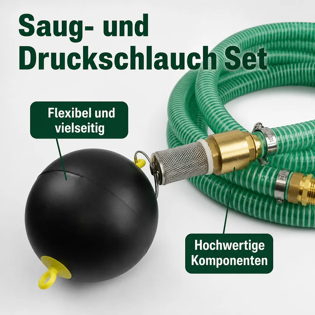 Druckschlauch 1 Zoll Set, Saug Druckschlauch 25m mit Entnahme