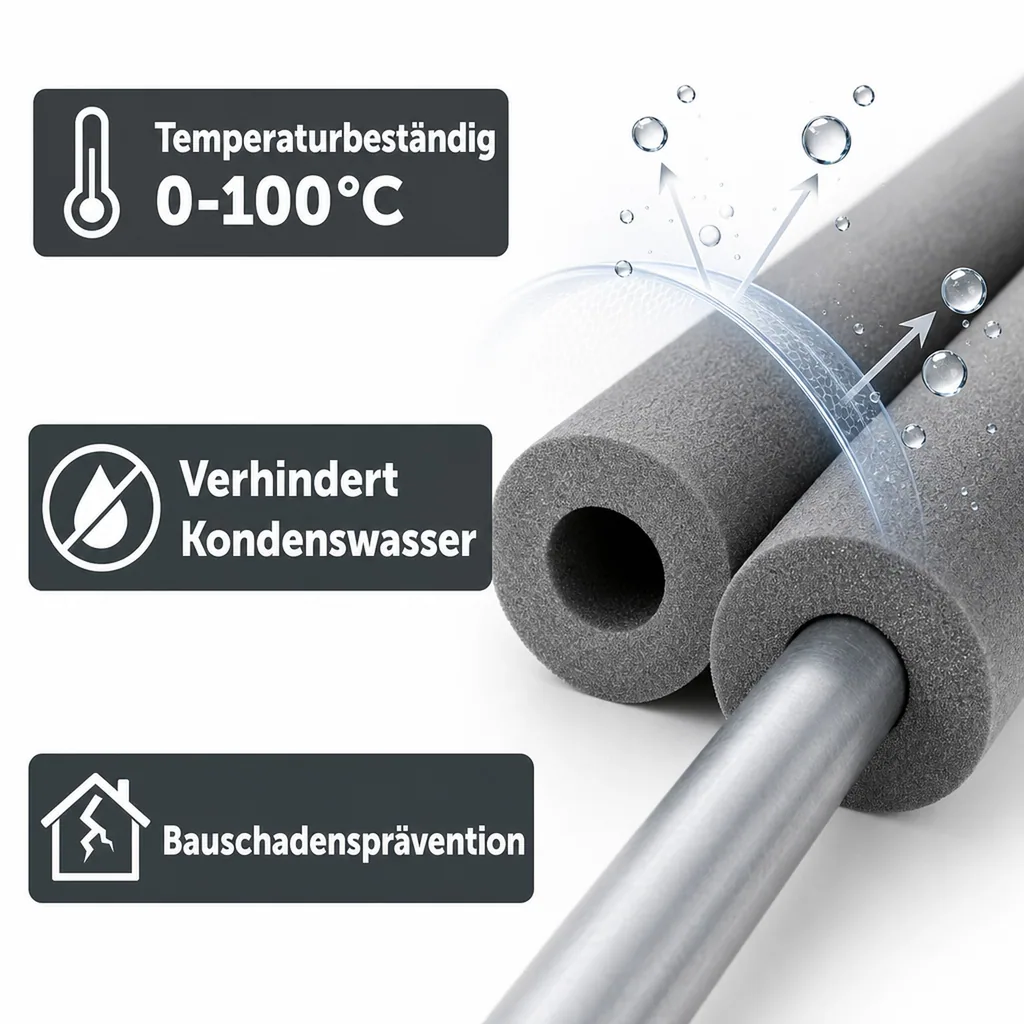 Rohrisolierung, Isolierschlauch, Rohrdämmung 22mm, Grau