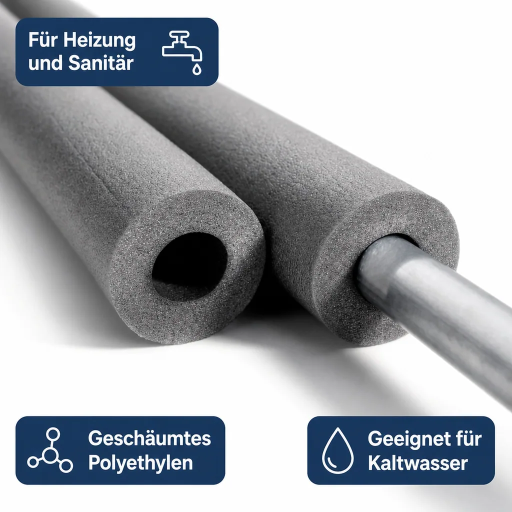 Rohrisolierung, Isolierschlauch, Rohrdämmung 22mm, Grau