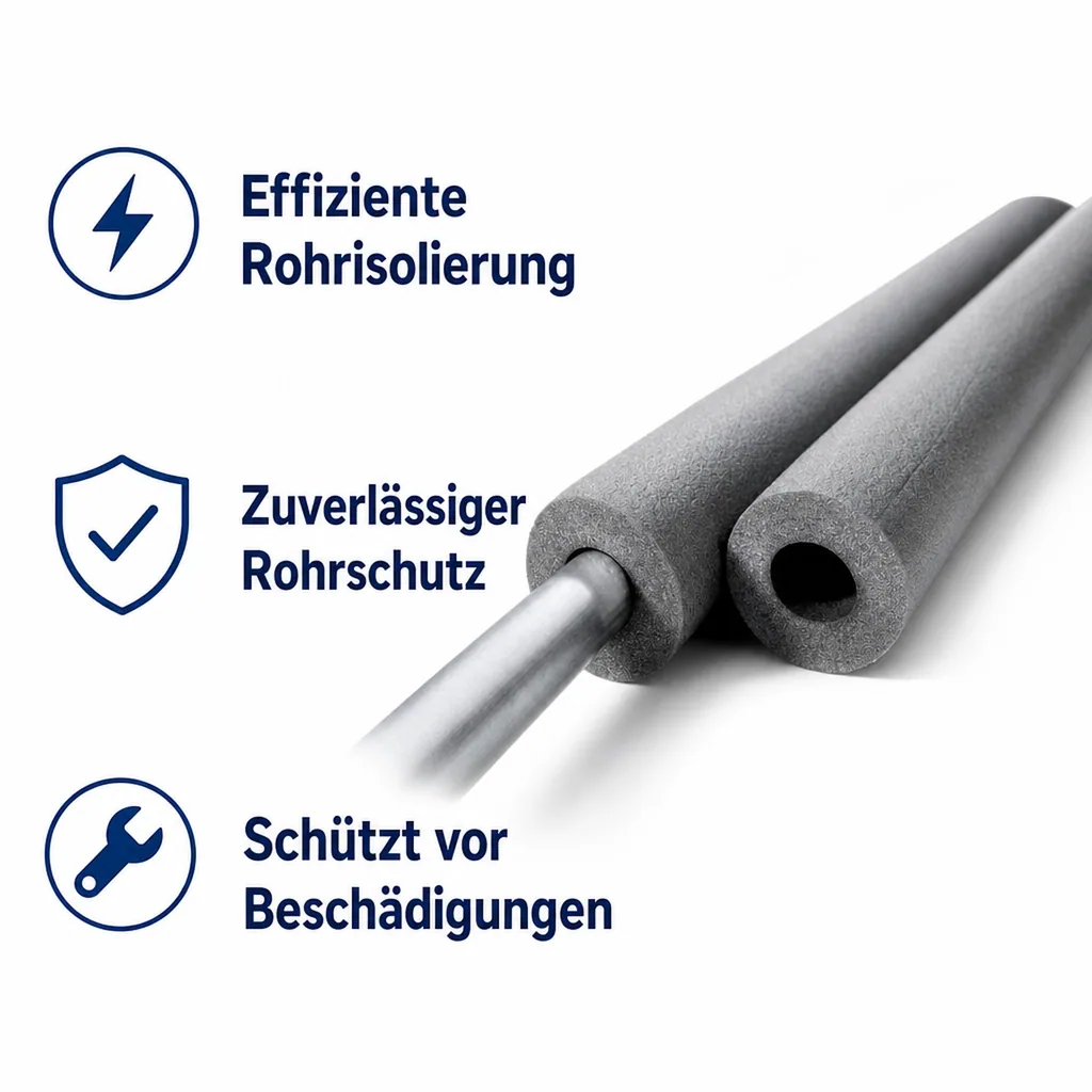 Rohrisolierung, Isolierschlauch, Rohrdämmung 22mm, Grau