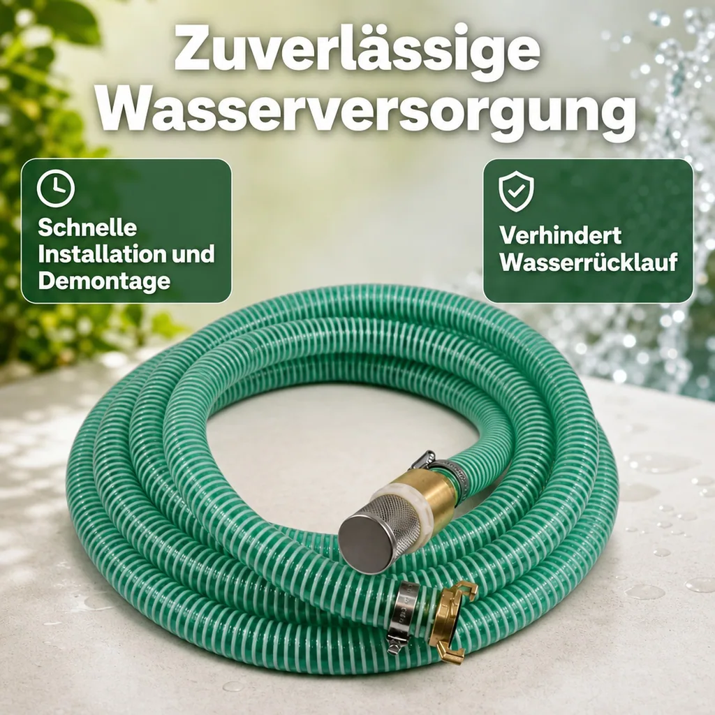 Saug- und Druckschlauch, Saugkorb mit Rückschlagventil, Schnellkupplung, 25mm, 3m