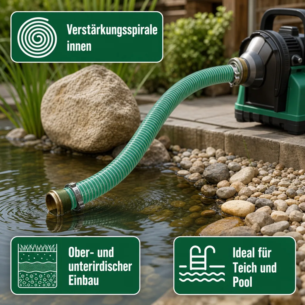 1"/25mm Saug- + Druckschlauch mit 1" AG Schlauchtülle + 1" IG 2/3 Verschraubung 2m