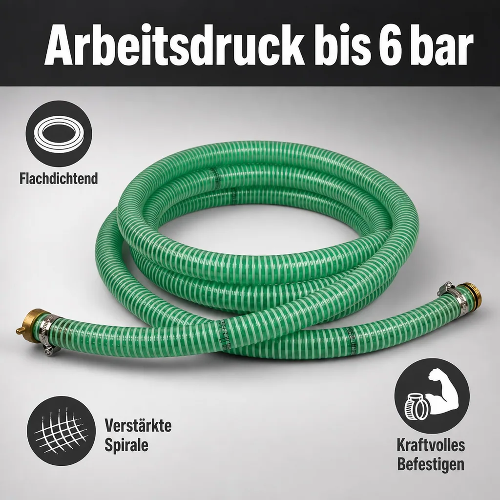 1"/25mm Saug- + Druckschlauch mit 1" AG Schlauchtülle + 1" IG 2/3 Verschraubung 2m