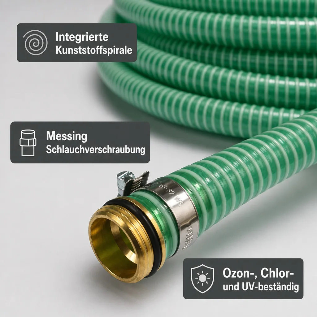 1"/25mm Saug- + Druckschlauch mit 1" AG Schlauchtülle + 1" IG 2/3 Verschraubung 15m