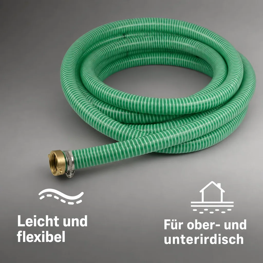 1"/25mm Saug- + Druckschlauch mit 1" AG Schlauchtülle + 1" IG 2/3 Verschraubung 15m