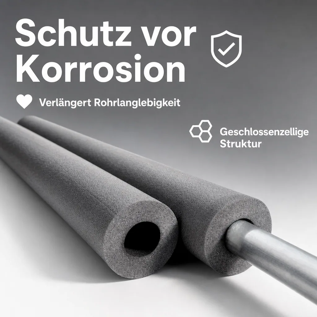 Rohrisolierung 42mm, Isolierschlauch, Rohrdämmung, grau