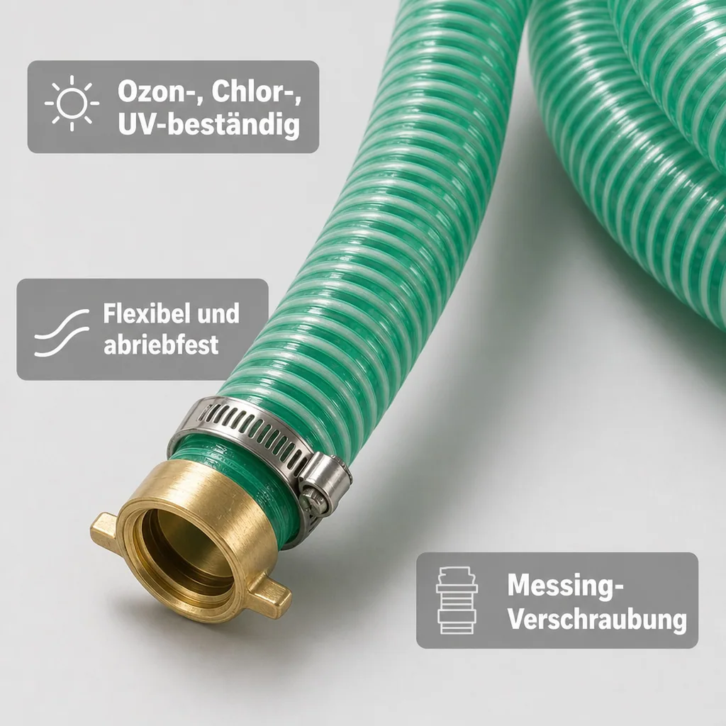 Druckschlauch 1 Zoll, Saug- & Druckschlauch Set, 15m, mit Schlauchverschraubung