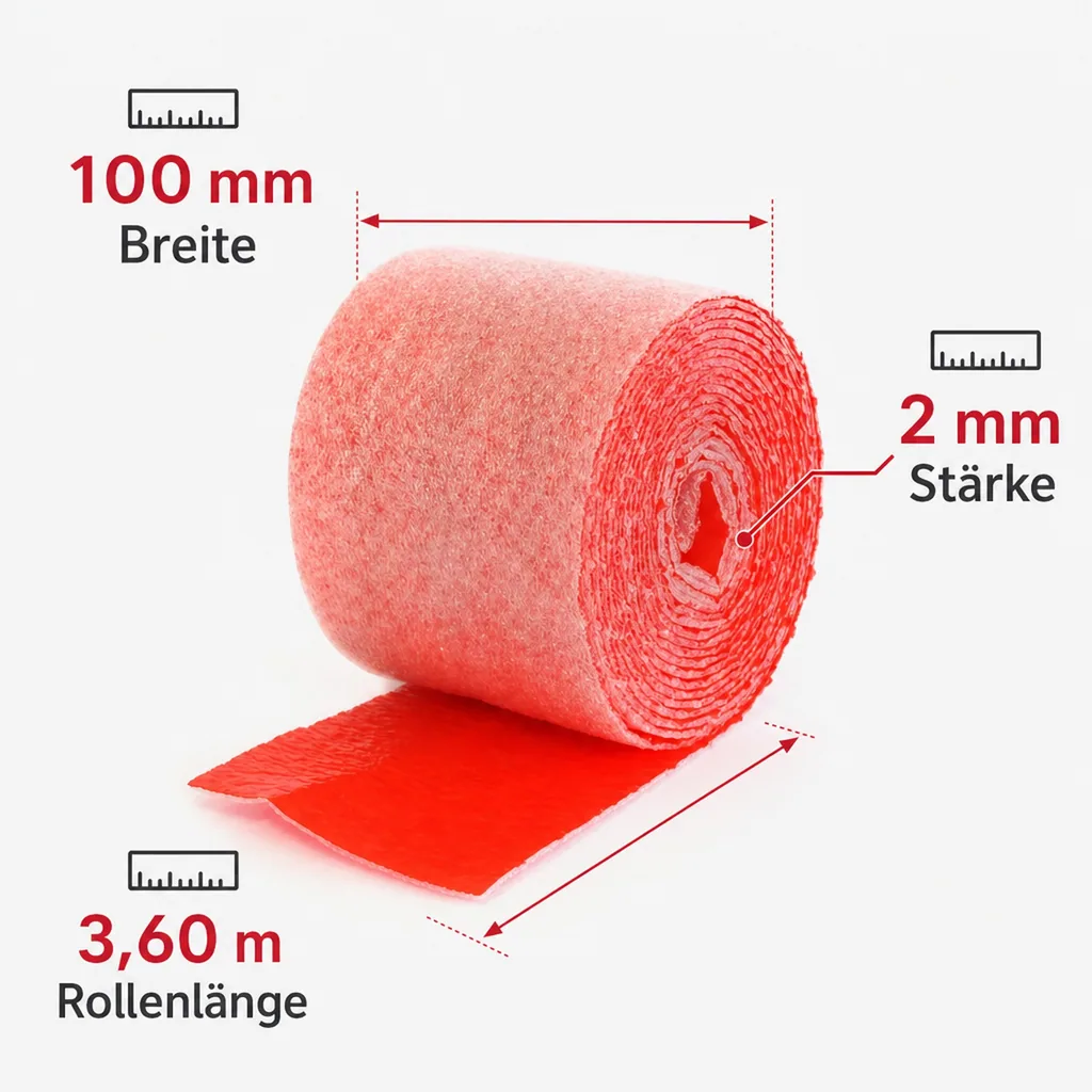 Rohrisolierung, Wickelband, 100mm breit, PE-Schutzfolie, Rot
