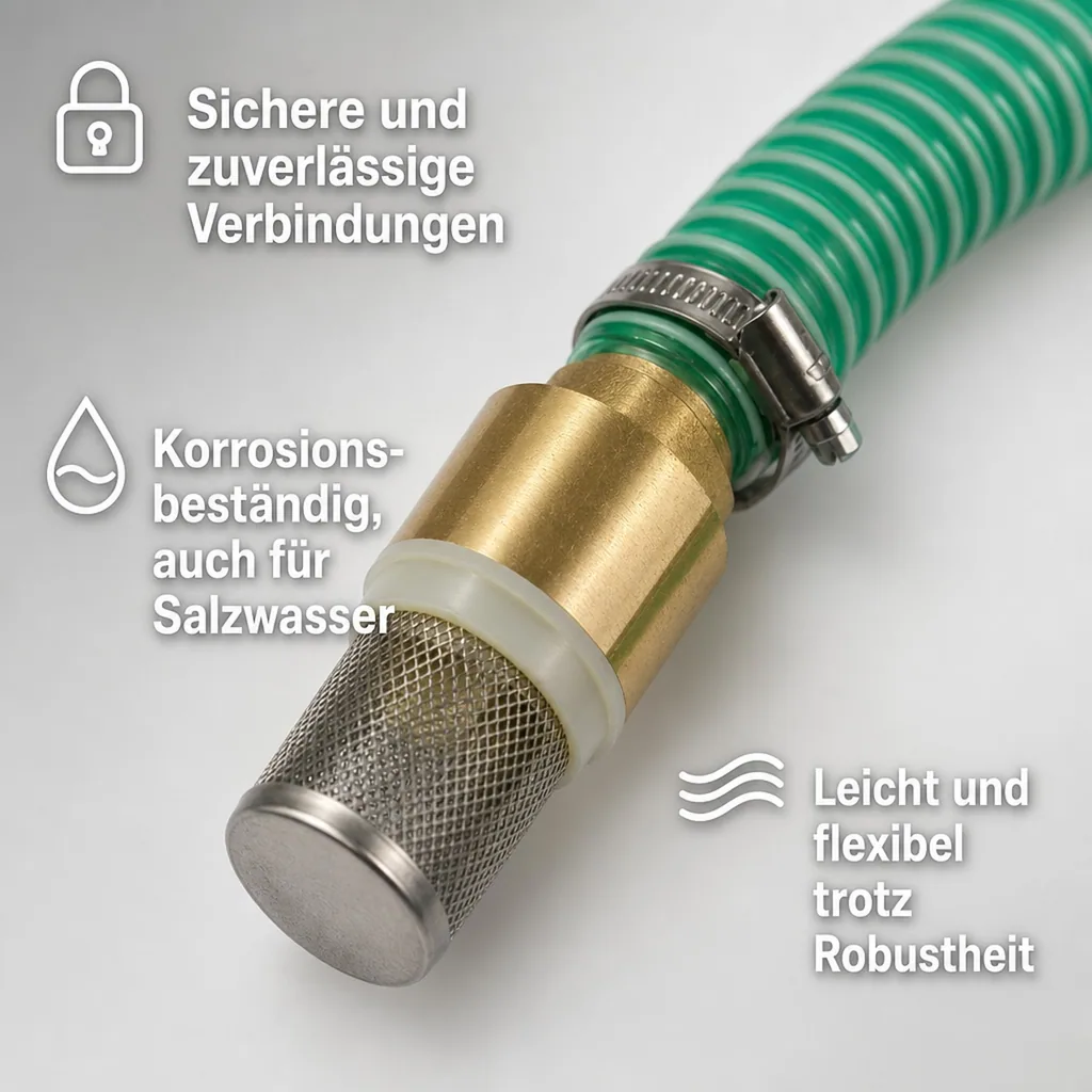 Druckschlauch 1 Zoll, Saug- & Druckschlauch Set, 2m, Saugkorb mit Rückschlagventil