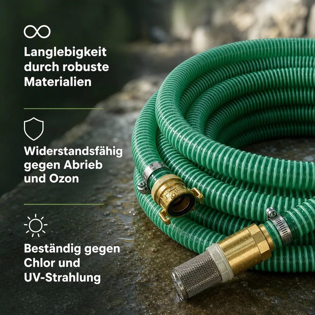 Druckschlauch 1 Zoll, Saug- & Druckschlauch Set, 2m, Saugkorb mit Rückschlagventil