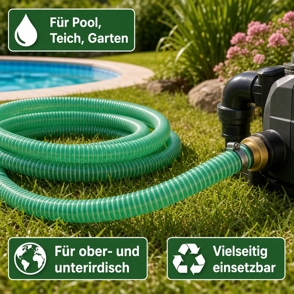 Druckschlauch 1 Zoll, Saug Druckschlauch Set, 10m, mit Schlauchverschraubung