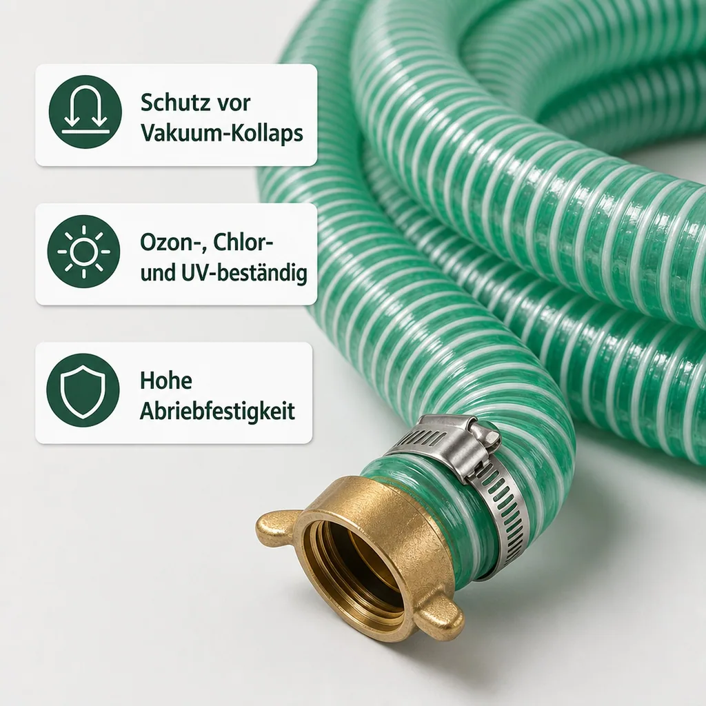 Druckschlauch 1 Zoll, Saug Druckschlauch Set, 10m, mit Schlauchverschraubung