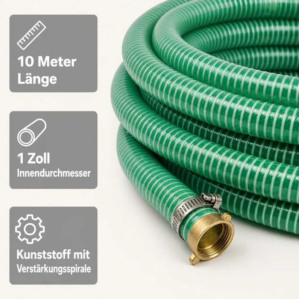 Druckschlauch 1 Zoll, Saug Druckschlauch Set, 10m, mit Schlauchverschraubung