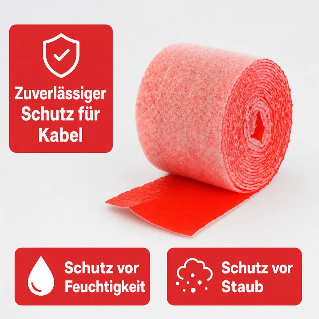 Kabelwickelband, 70mm, rot, PE-Schutzfolie, hitzebeständig