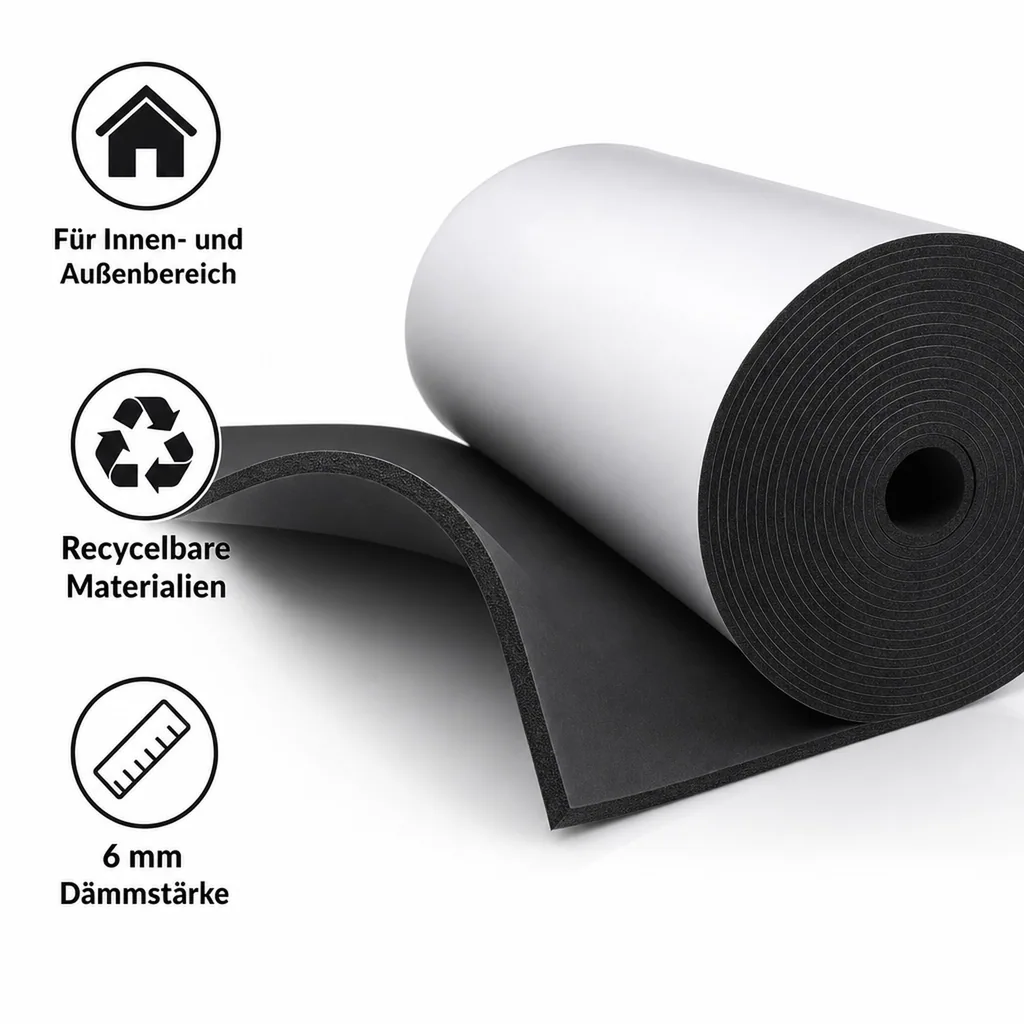 Rohrisolierung selbstklebend, Isoliermatte, Dämmmatte 6 mm, INSUL ROLL XT