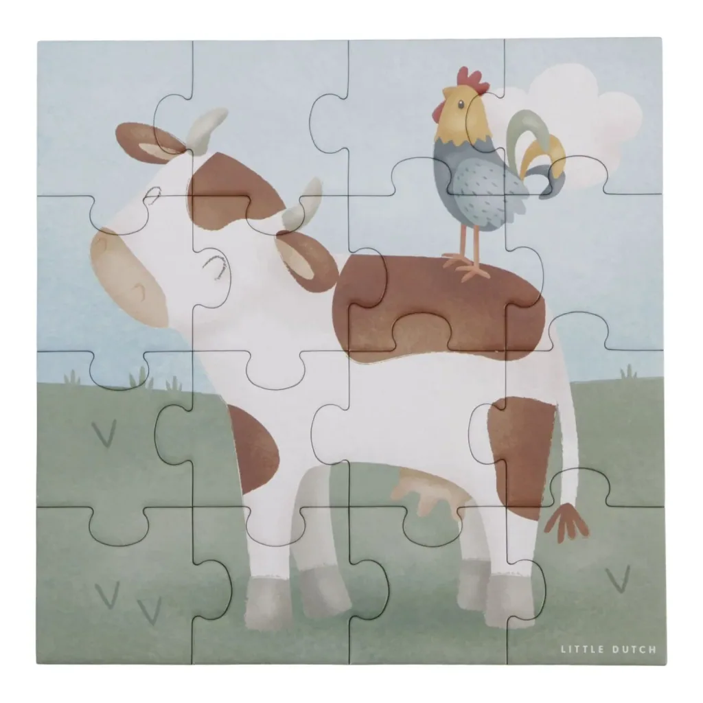 Little Dutch Puzzle-Set Little Farm - 4-teiliges Lernspielzeug mit verschiedenen Schwierigkeitsgraden für Kinder ab 2 Jahren