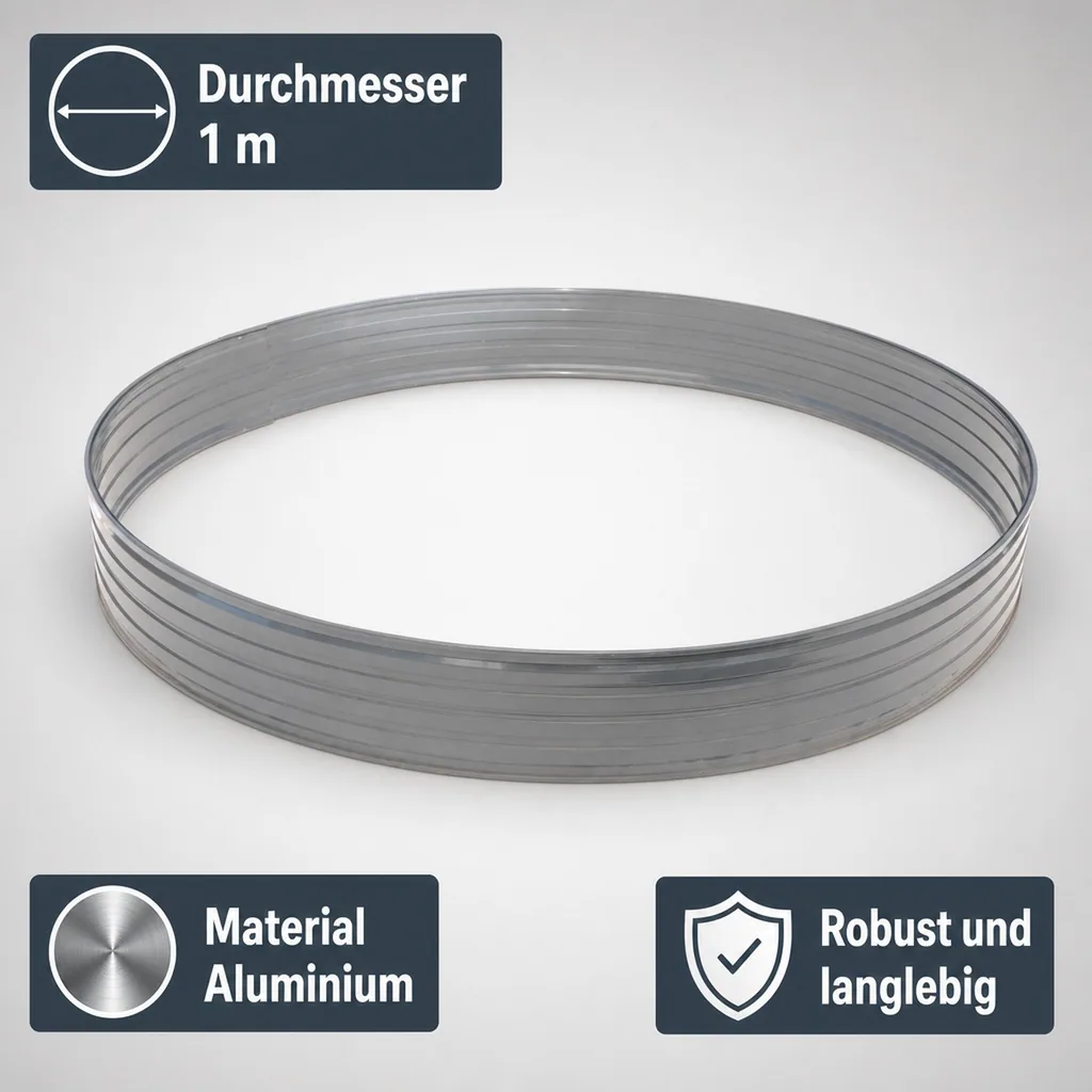 Baumring aus Alu Höhe 100 mm Durchmesser 1 m | Baumumrandung | Pflanzringe | Beeteinfassung | Rasenkante rund