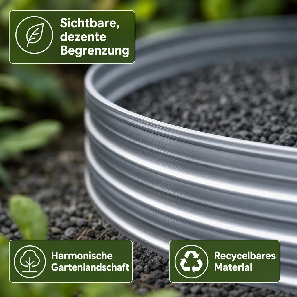 Baumring aus Alu Höhe 100 mm Durchmesser 1 m | Baumumrandung | Pflanzringe | Beeteinfassung | Rasenkante rund