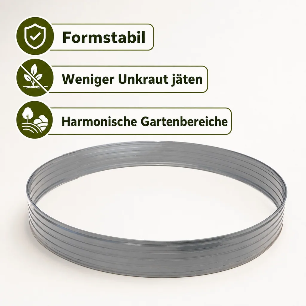 Baumring aus Alu Höhe 140 mm Durchmesser 0.6 m | Baumumrandung | Pflanzringe | Beeteinfassung | Rasenkante