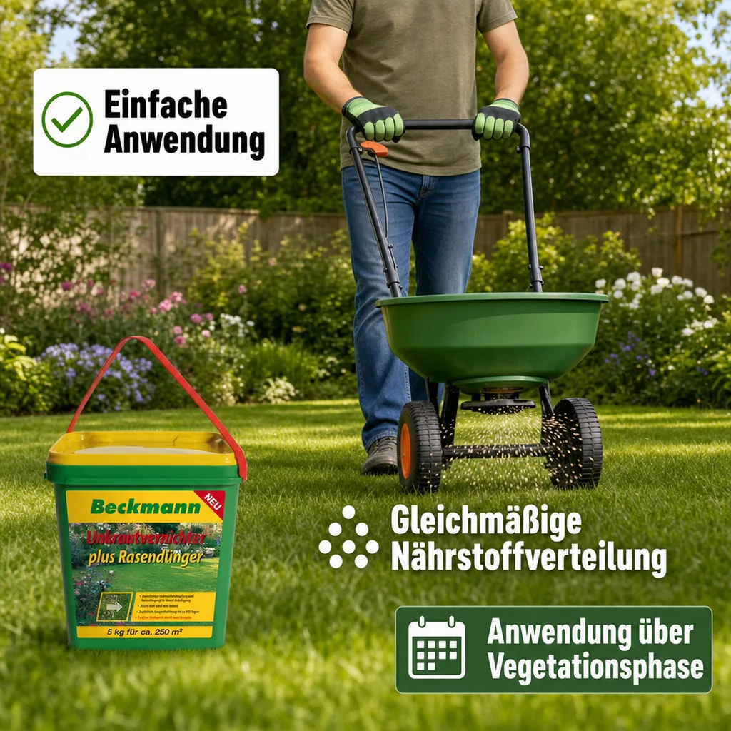 Rasendünger mit Unkrautvernichter, 5 kg Langzeitwirkung für 250m²