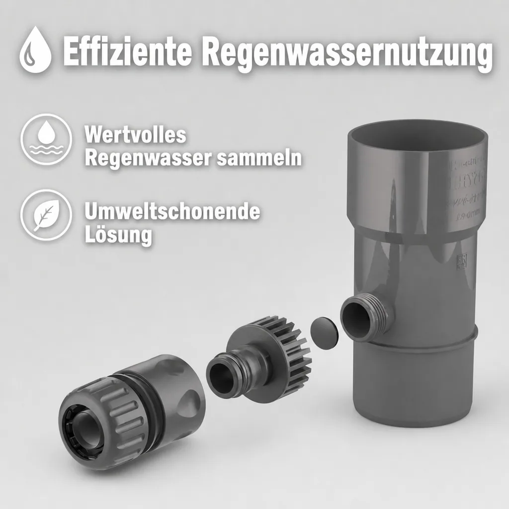 Regensammler 90mm, Fallrohr, graphit, mit Anschluss-Set