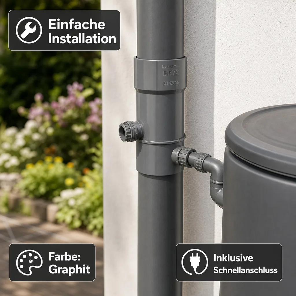 Regensammler 110mm, Regenwasser Fallrohr, Graphit