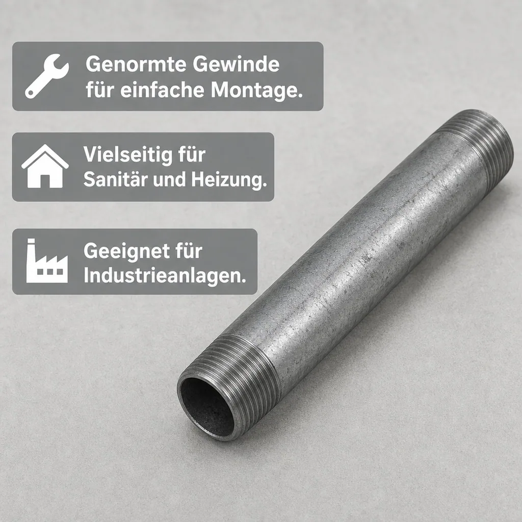 Gewindefitting Rohrnippel verzinkt 1" AG x 1" AG 200 mm