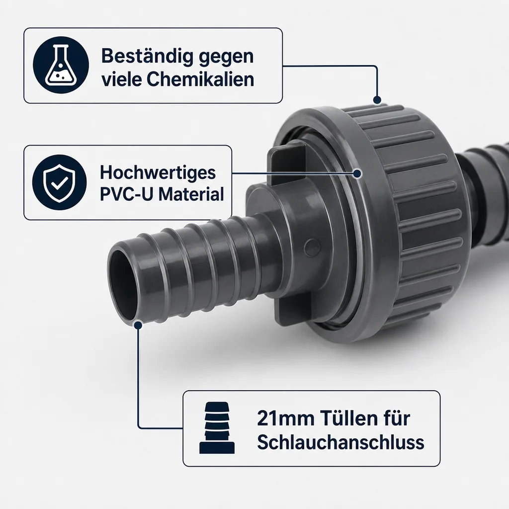 Rückschlagventil 21mm, PVC-U, Kunststoff, für Schlauch