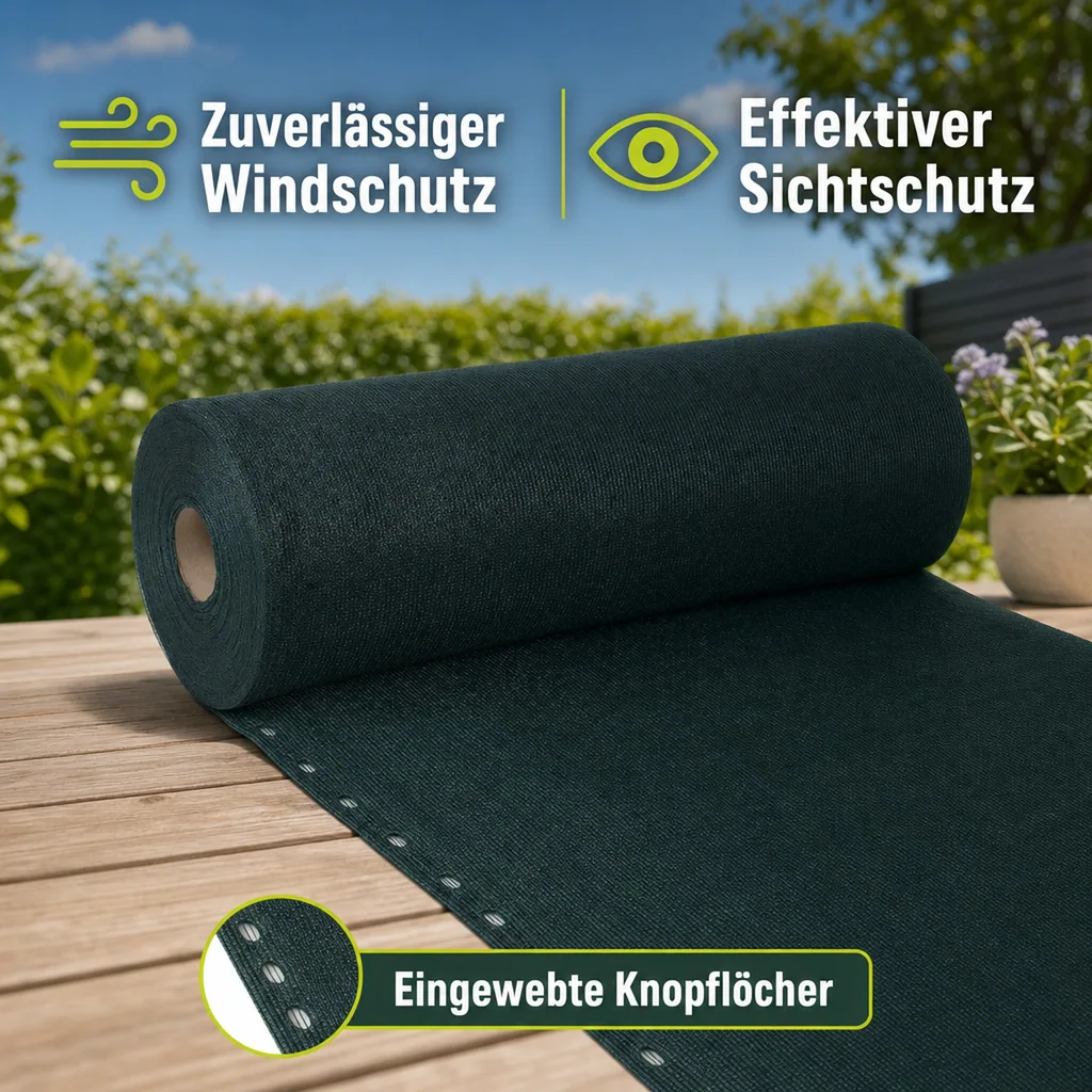 Sichtschutznetz, Windschutznetz, 1,8m x 7m, HDPE, Zaunblende