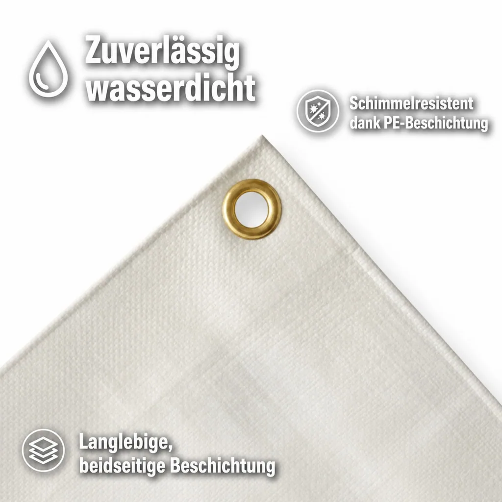 Abdeckplane 280 g/m², 3x6m, 18m², weiß, wasserdicht und reissfest