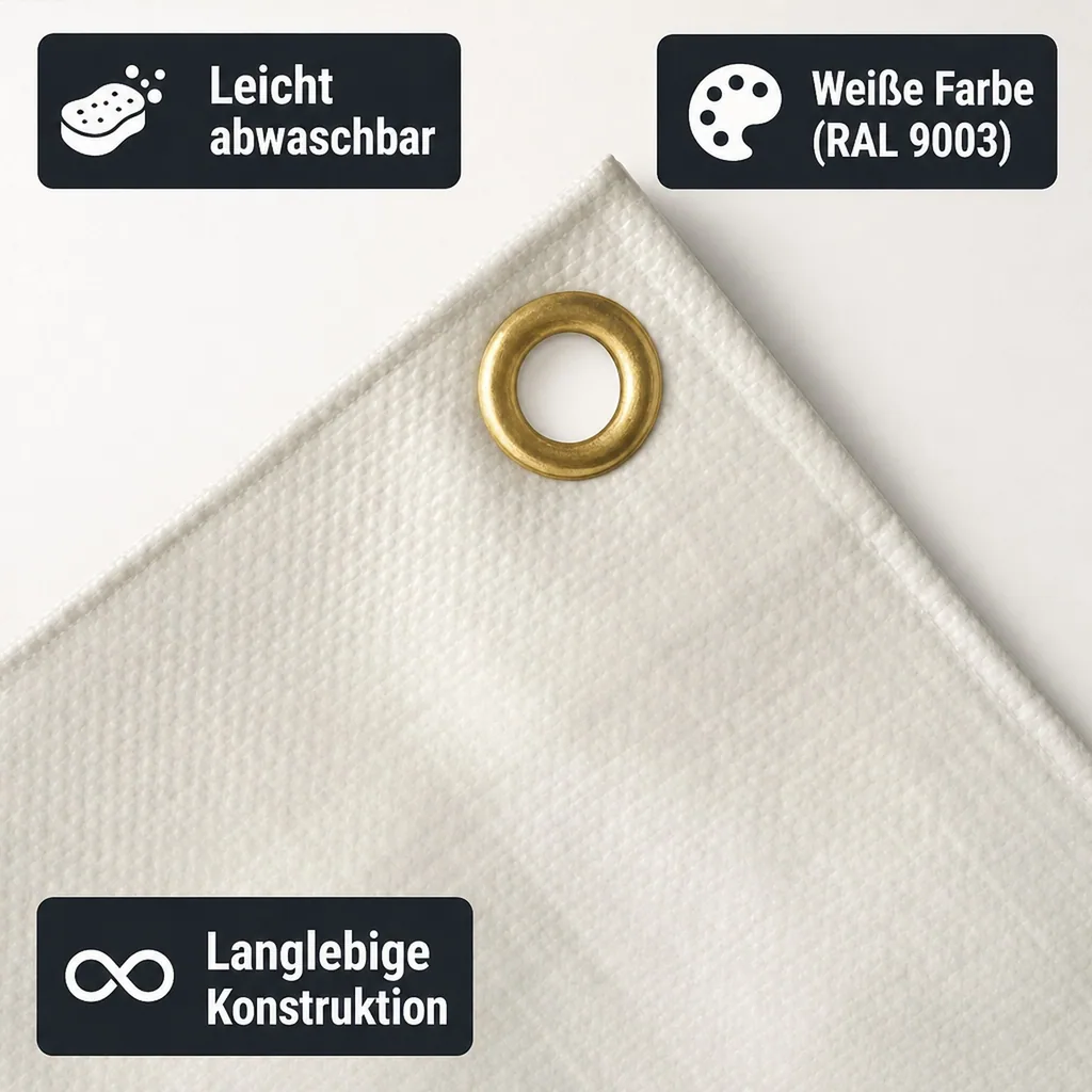 Abdeckplane 6x8m, 280 g/m², 48m², wasserdicht und reißfest, weiße Plane