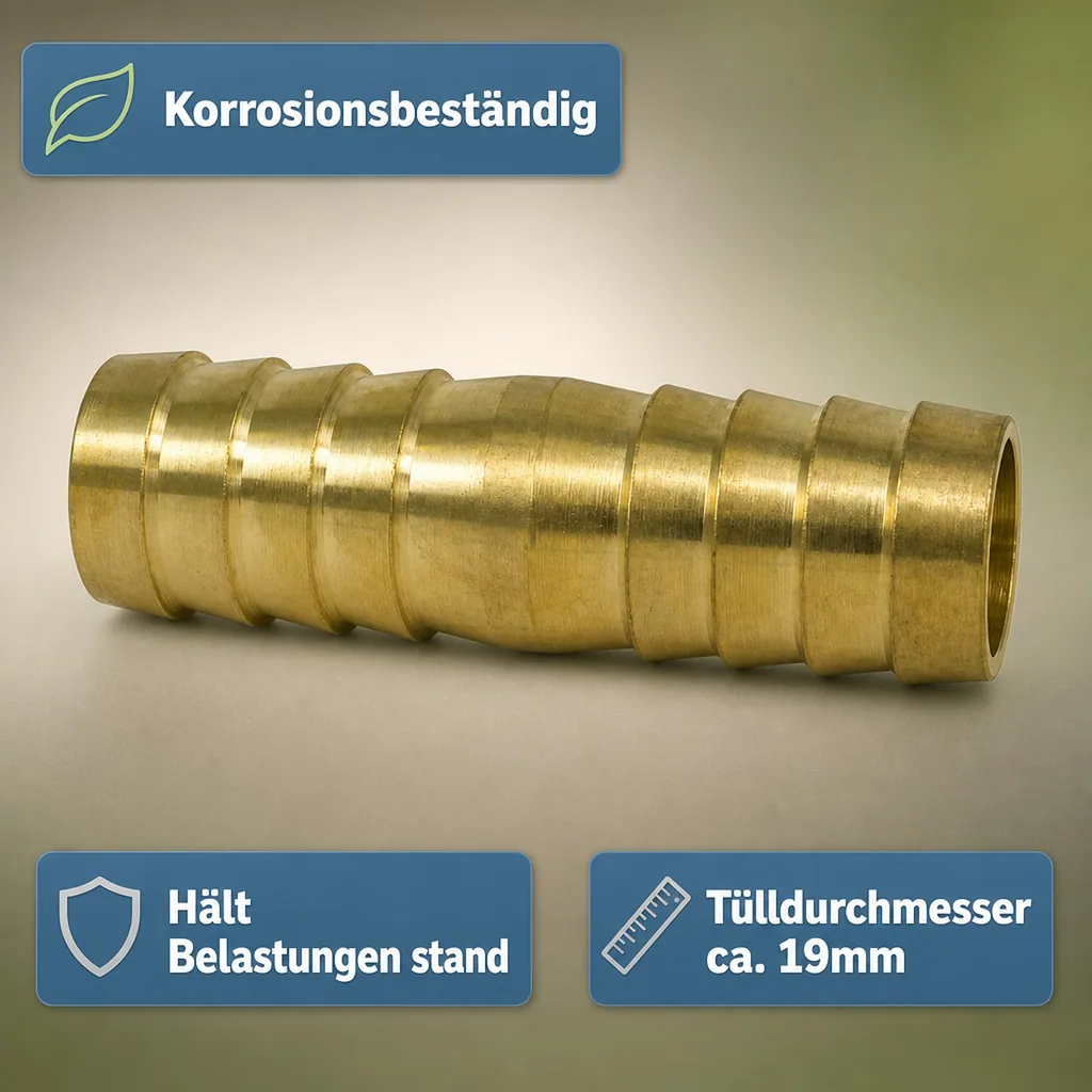 Schlauchverbinder 3/4 Zoll Messing, Doppelte Tülle