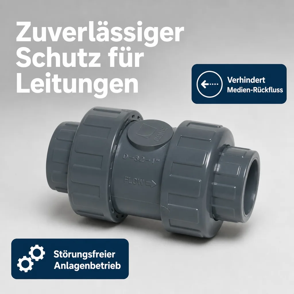 Rückschlagventil 50mm PVC-U, Klebemuffe DN40