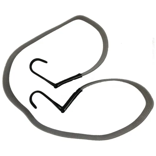 Spanngummi mit Haken, flach, elastisch, 100 cm, grau